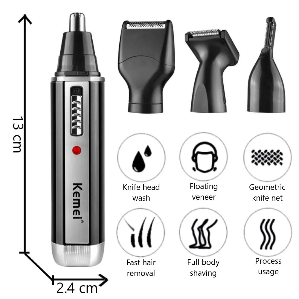 4-in-1 Rechargeable Trimmer For Men's Hair/beard/nose/ear Grooming_voghion.com