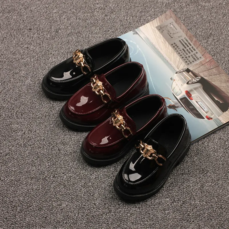 Kids Toddler Patent Leather British Style Children Slip on Loafers for Girl Boy Student Performance Shoes Sizes_ecoleips.com