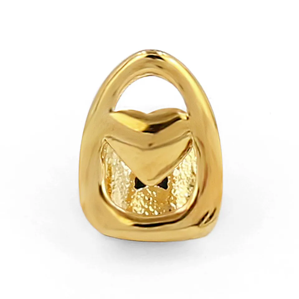 Ekte gull hule enkle tenner grillz regulering punk hiphop tannlege munn fang griller tannhette cosplay kostyme halloween_voghion.com