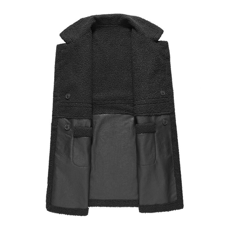 Moda feminina pele um com veet grosso terno colarinho usar solto gordura mais casaco de couro em ambos os lados_voghion.com