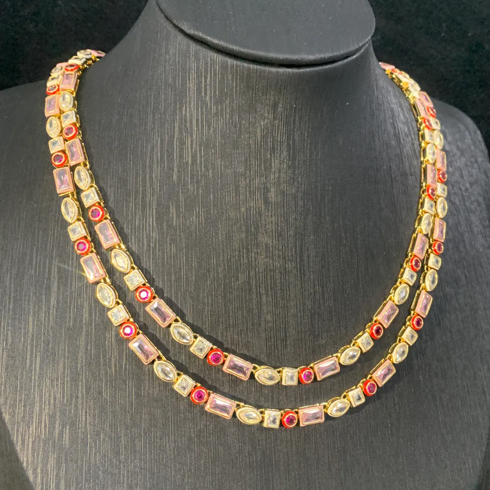Catene arcobaleno geometrico varie forme zirconia cubica tennis catena girocollo collana castone smalto moda donna_voghion.com