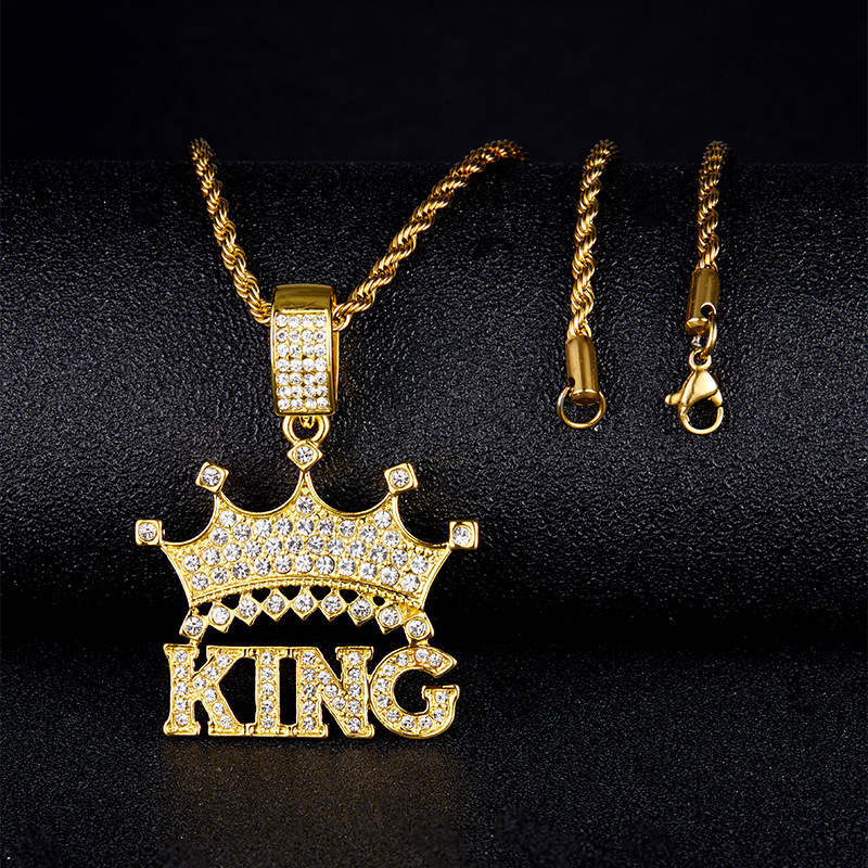 HIPHOP Crown King Diamond Niche Punk Pendant Accessories