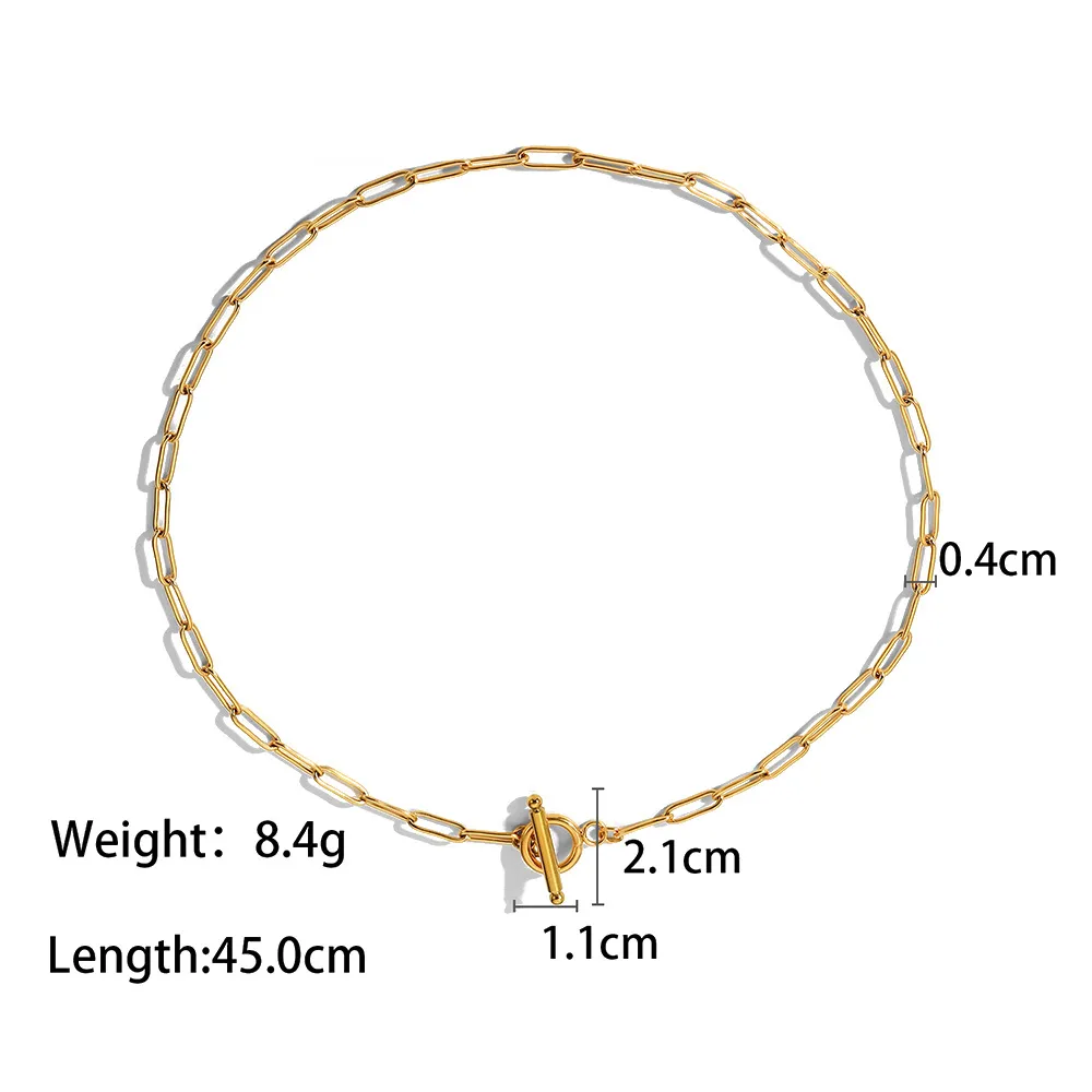 Collana in acciaio inossidabile con fibbia OT alla moda, 45 cm, placcata in oro, catena fai da te anti-scolorimento, adatta per uomini e donne_voghion.com