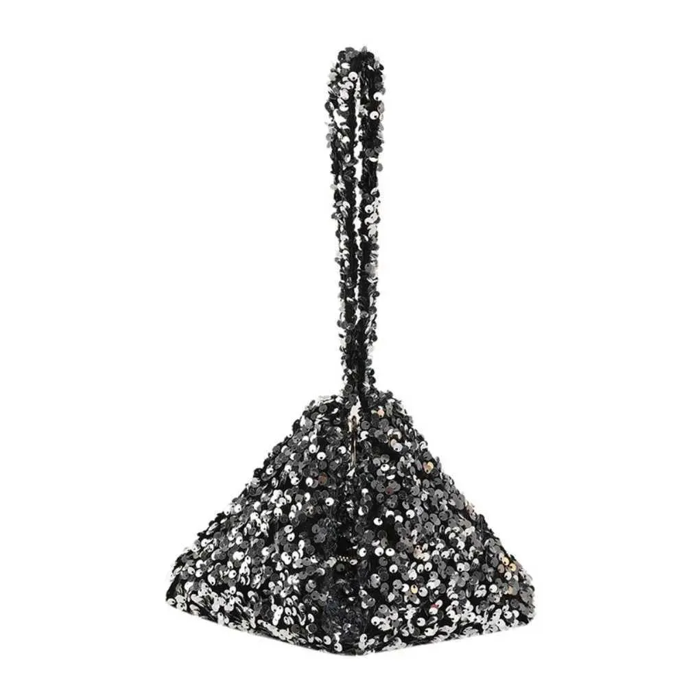 Borsa a tracolla tinta unita alla moda in stile coreano INS da sera, pochette sottobraccio, paillettes, borsa a tracolla da donna C241218_voghion.com