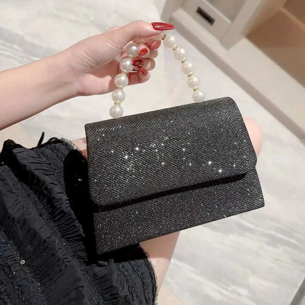 Perlenkette Schultertasche Gold glänzende Seide Abendtasche elegante und modische sphärische Clutch Damenhandtasche Y241019_voghion.com
