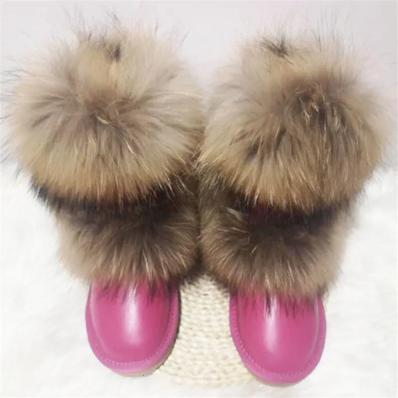 New Arrival 2023 Non-Slip Fox Fur Woman Winter Shoes Genuine Leather Natural Womens Snow Boots Thick Plush_voghion.com