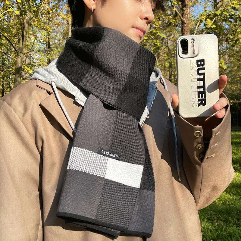 Knitted New Wool Colourful Men's Scarf_voghion.com