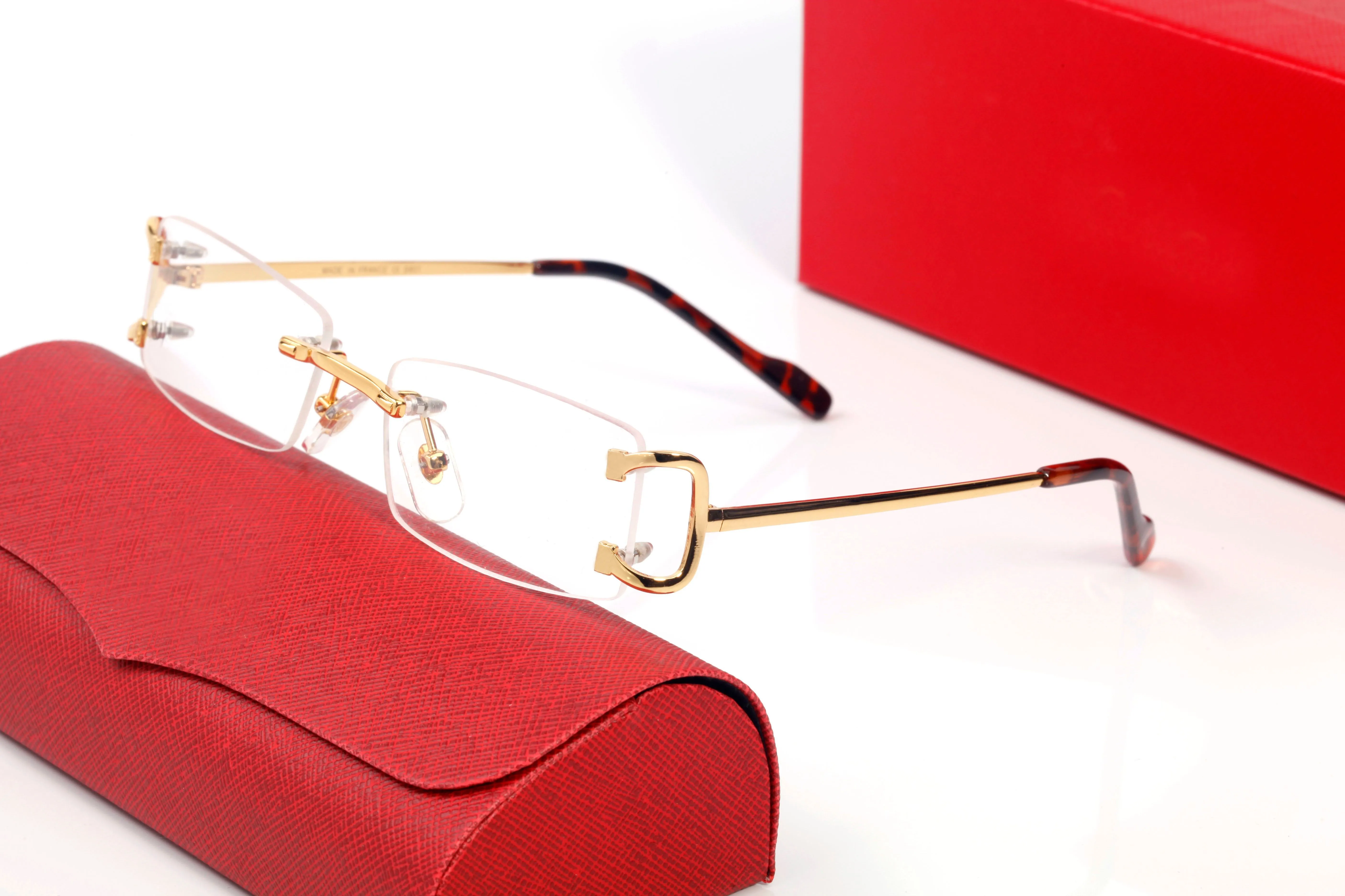 Carti Frameless Men Sunglasses for Women cartMetal Sunglass Rimless Rectangle Prescription Glasses Anti-Blu-ray_voghion.com