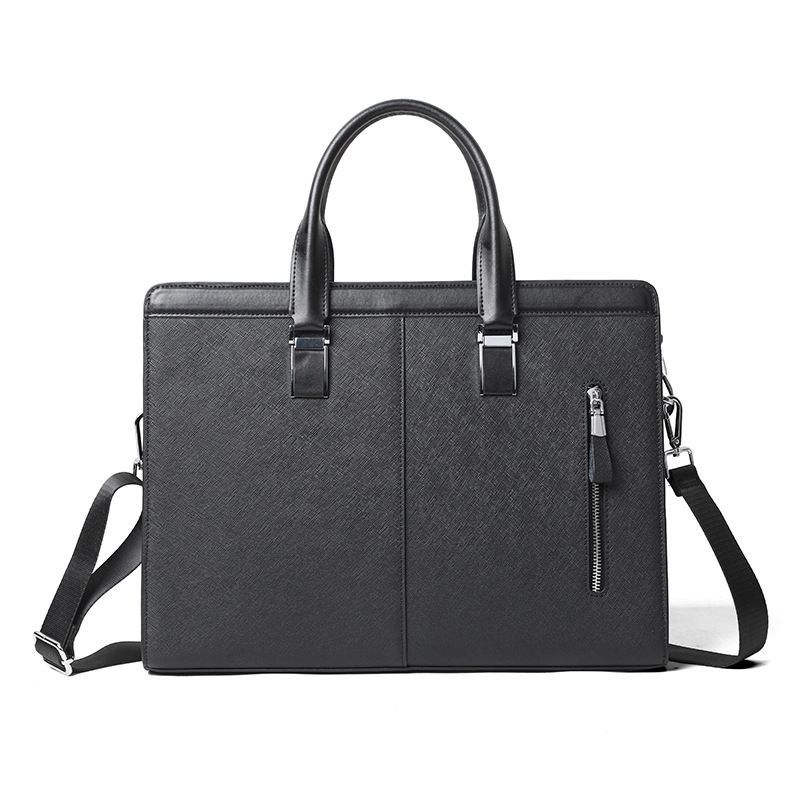 Handtasche für Männer, schwarze Business-Aktentasche, horizontale Umhängetasche aus Leder, hochwertige_voghion.com