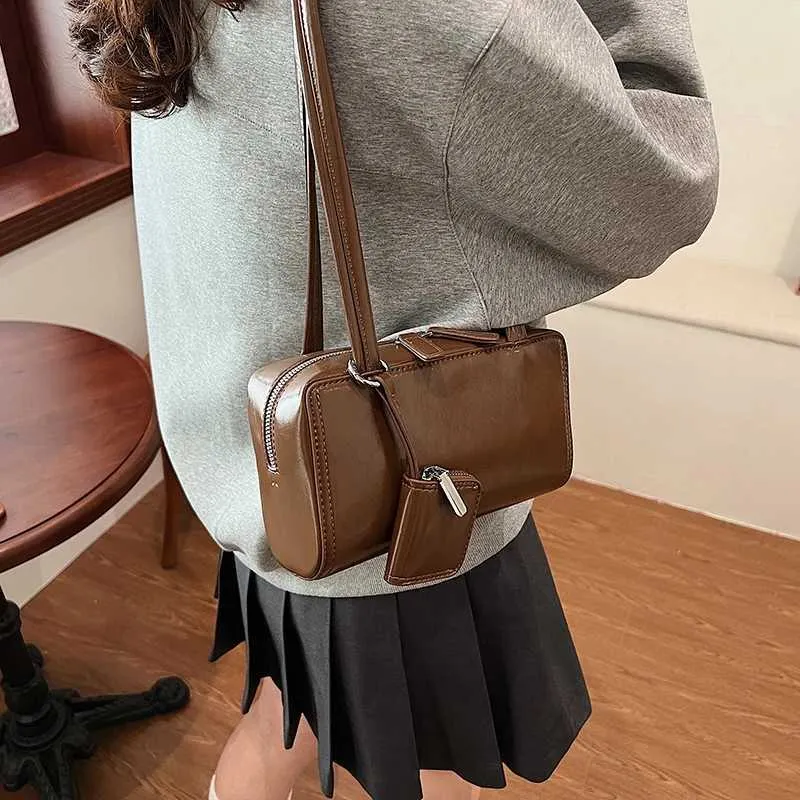 Designer Tasche LEFTSIDE 2-teilig/Set klein PU Leder quadratisch 2024 Winter Y2K neue modische Damen Tasche mit Geldbörse Handtasche_voghion.com