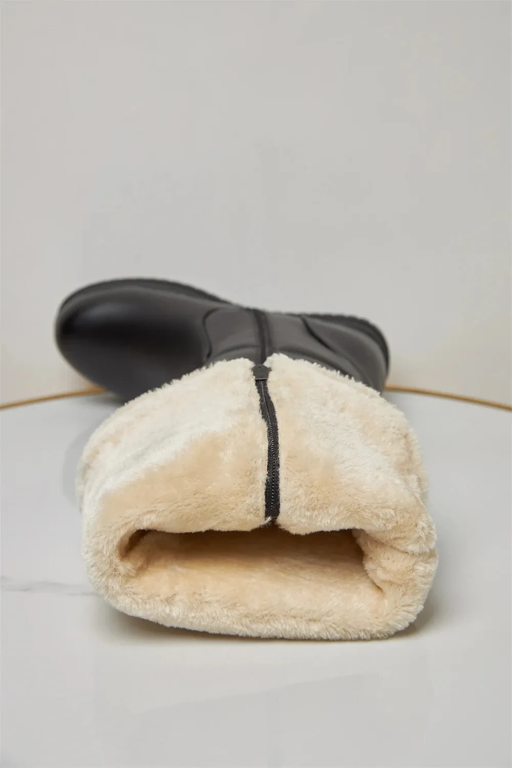 Stivali alti fino al ginocchio da donna con plateau, in peluche, modello MUJI, colore: rosa, bianco, caldi, invernali, taglia 34-43 240930_voghion.com