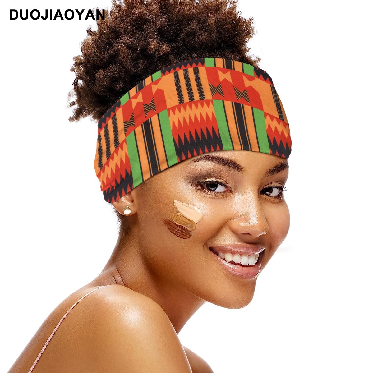 Unisex Knot headband Color matching pattern printed sports headband Fashion polka dot wide edge elastic headband_voghion.com