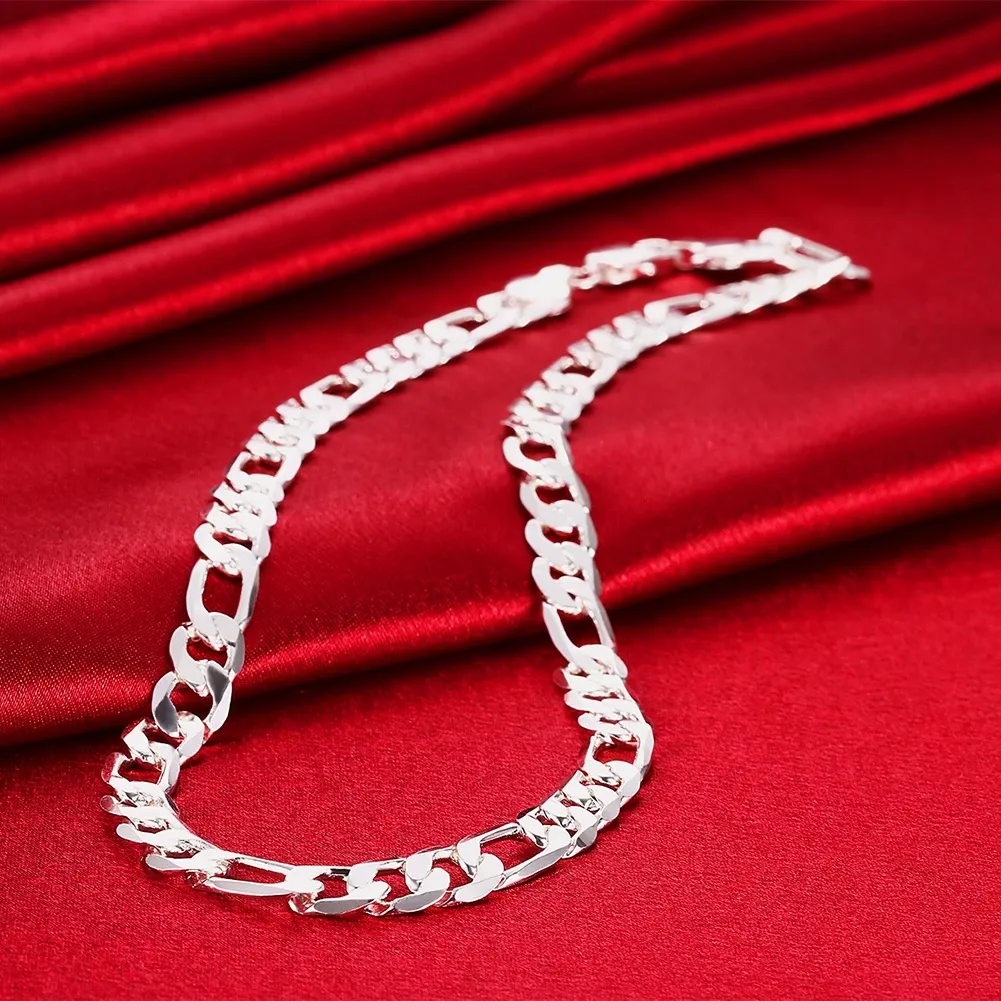 Chains Classic Sterling Sier 10MM Geometry Chain Necklace For Men Woman 20/24 Inches Fashion Designer Wedding Jewelry_voghion.com