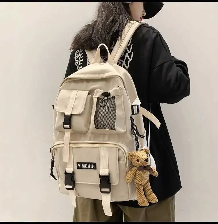 Sac à dos à poches multiples pour hommes, sac de styliste en toile avec boucle, sacs à dos d'ordinateur portable pour adolescents, sacs d'école pour étudiants_voghion.com