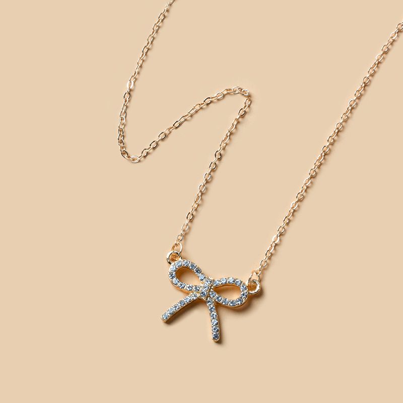 Gioielli moda fiocco pendente nicchia dia lega collana maglione catena donne_voghion.com