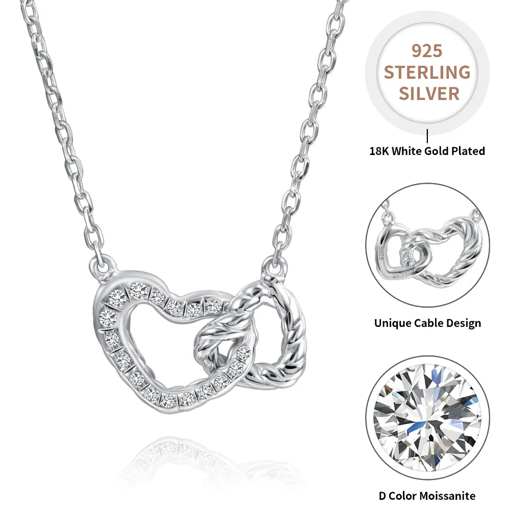 Moissanite Heart Necklace Sterling Silver Adjustable Pendant_voghion.com