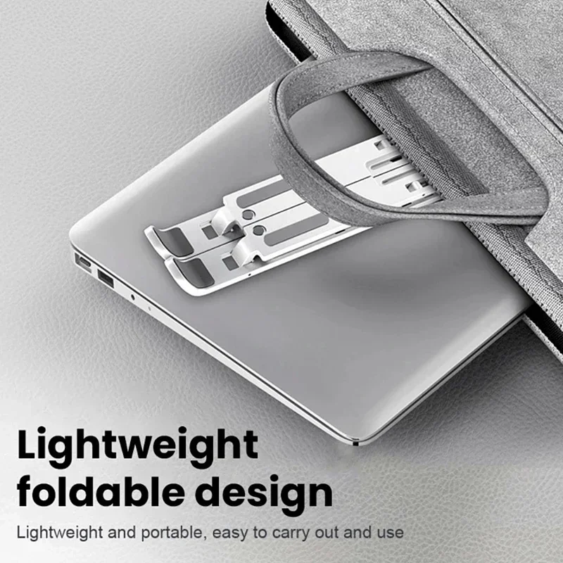 Draagbare, opvouwbare laptopstandaard met koelfunctie, verhoging, steunvoet, notebookhouder, compatibel met MacBook

_voghion.com