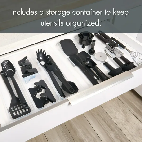 Mainstays 36 Piece Kitchen Gadget Set With Kitchen Cooking Utensils, And Drawer Organizer, Black_voghion.com