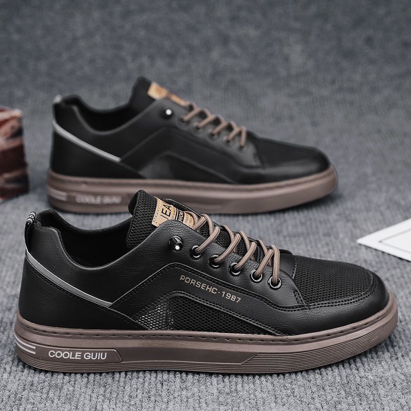 2024 Sommer Neue Herren Board Leichte One-Foot Casual Leder Trendy Vielseitige Mesh Atmungsaktive Weiße Schuhe_voghion.com