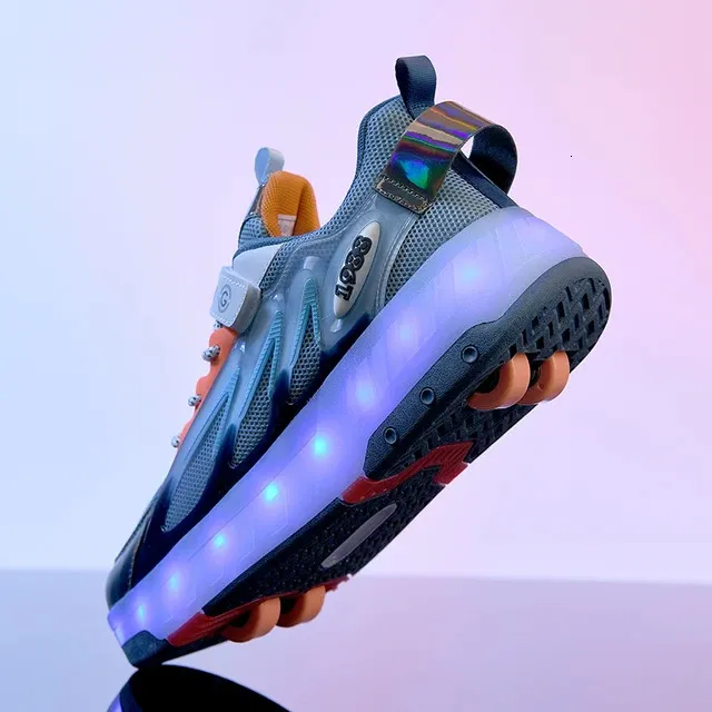 Kinderen Roller Skate Schoenen Led Licht Jongens Meisjes Met 4 Wielen Sport Sneakers Kerstmis Verjaardag Kinderen Show Cadeau_voghion.com