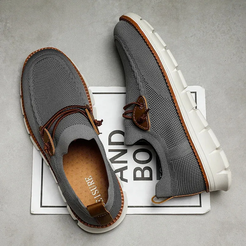 Baskets plates et légères en maille respirante pour homme, chaussures de marche et de conduite, collection printemps-automne 250228_voghion.com