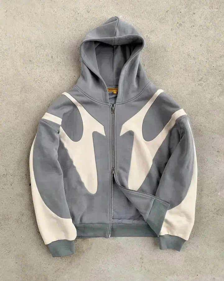 Herren Hoodies Y2K Vintage Zip Hoodie Hip Hop Patchwork Übergroße Haruku Gothic Jacke Oberbekleidung Kleidung Streetwear_voghion.com