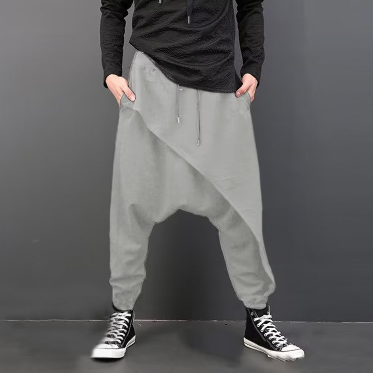 Abbigliamento Uomo Pantaloni casual uomo 2024 pantaloni harem larghi primavera spot stile uomo cavallo basso piedi larghi cavallo incrociato sottile_voghion.com
