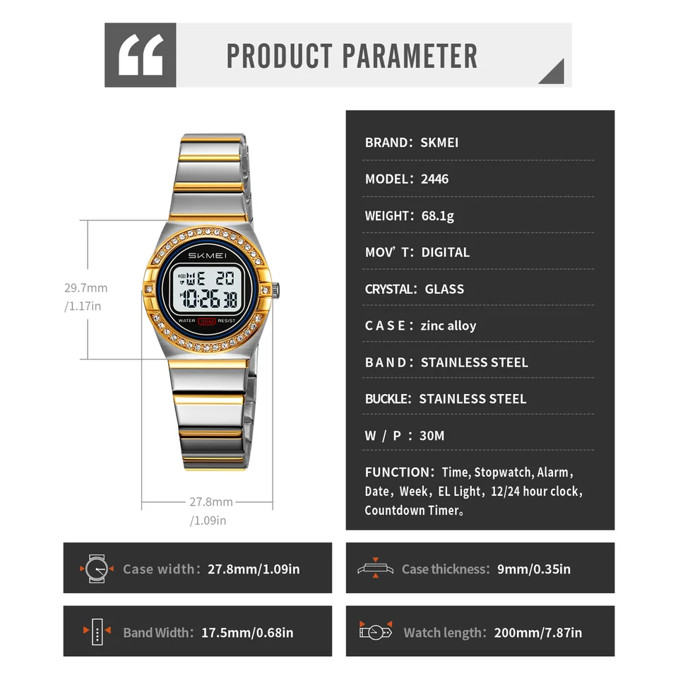 Elegant Women's Quartz Watch Silver Stainless Steel Waterproof_voghion.com