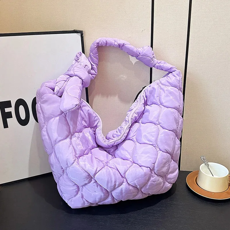 14barevná nylonová prošívaná taška s uzlovým ramenním popruhem, kabelka, velká kapacita, crossbody taška, dámské psaníčka 240823_voghion.com