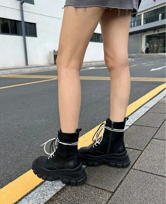 Bottines roses mignonnes pour femmes, bottines blanches de style punk, chaussures courtes kawaii pour femmes, combat, demi-saison, soldes, Pu_voghion.com