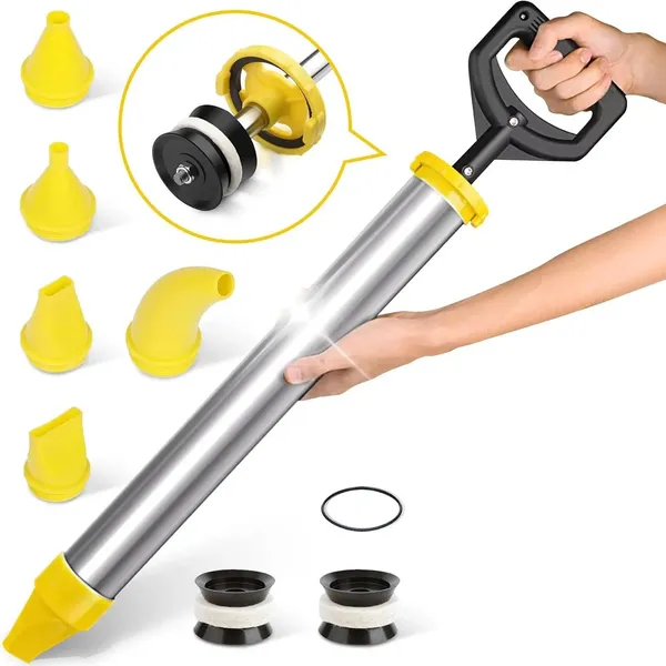 Pistola per sigillante cementizio in acciaio inox con pompa e 5 ugelli per malta, calcestruzzo, riparazione di resina epossidica – Strumento fai-da-te per stuccatura_voghion.com