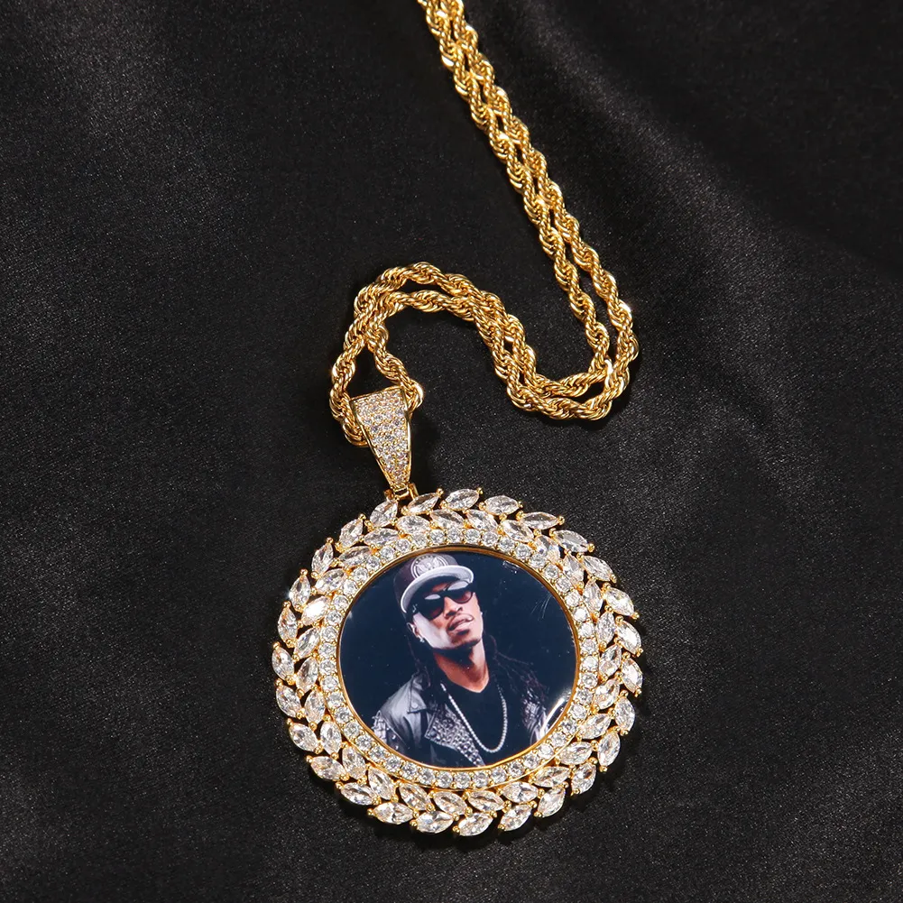 8 Styles Fine Quality Custom Photo Pendant Necklace Cubic Zircon Hip Hop Personalized DIY Picture Jewelry Bijoux_voghion.com