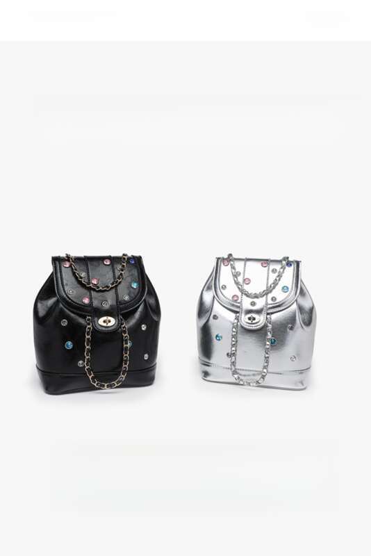 2025Fashion Colourful Diamond Chain Large Capacity Bucket Backpack_voghion.com