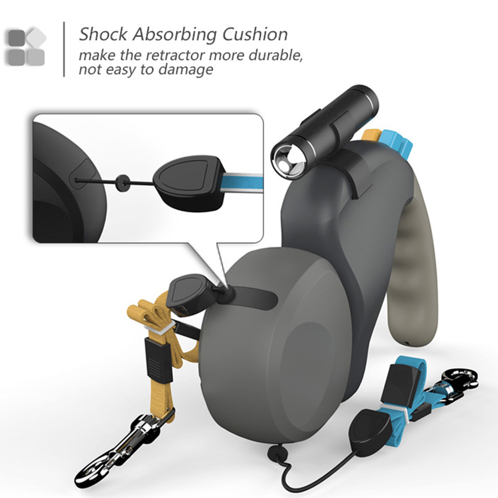 Retractable Dual Dog Leash For Walking Two Dogs With Light_voghion.com