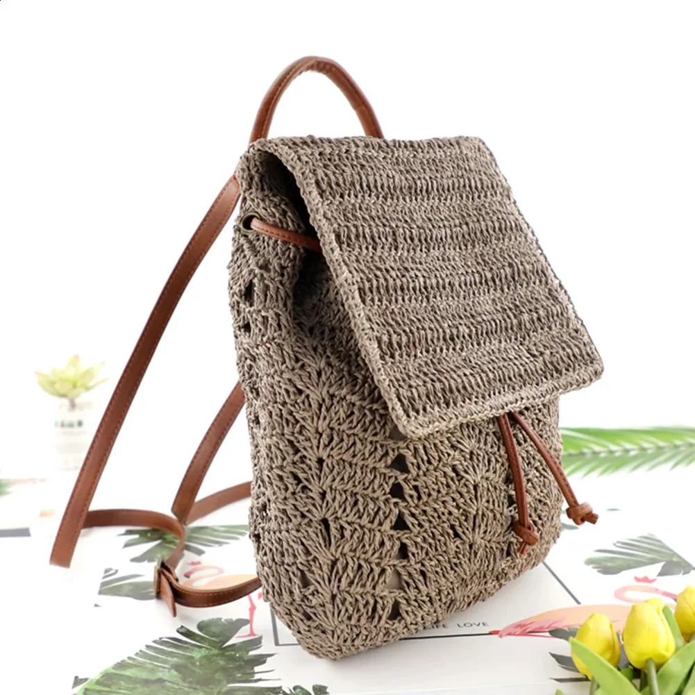 Damen Stroh Sommer Boho Bohemian Hohl Schultertasche Hobo Häkeln Reisetaschen für Frauen Gestrickter Strandrucksack 240907_voghion.com