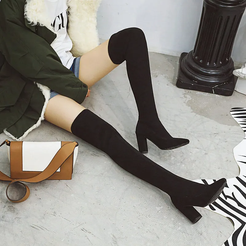Bg luipaard Sokken Dames Overknee Laarzen Plus Size Hoge Hakken Schoenen Dames Herfst Winter Warm Lang_voghion.com
