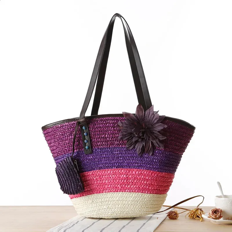 Modische Handgeflochtene Tragetasche Und Schultertasche Aus Stroh_voghion.com
