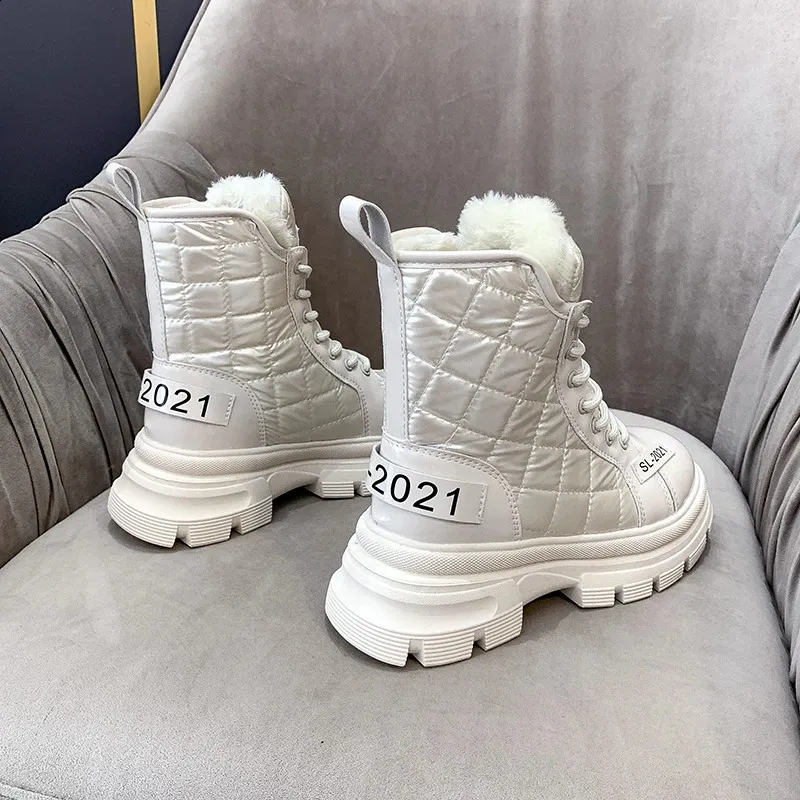 Snow Platform Warm Ankle Boots For Women Waterproof Fur Lined_voghion.com