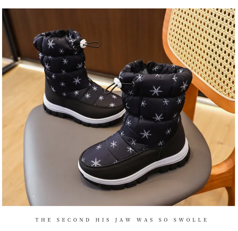 Kid Winter Warm Fur Snow Children Black Furry Girls Boys Non-slip Waterproof Cutefeet Kids Footwear Child Boots Toddler_desvips.com