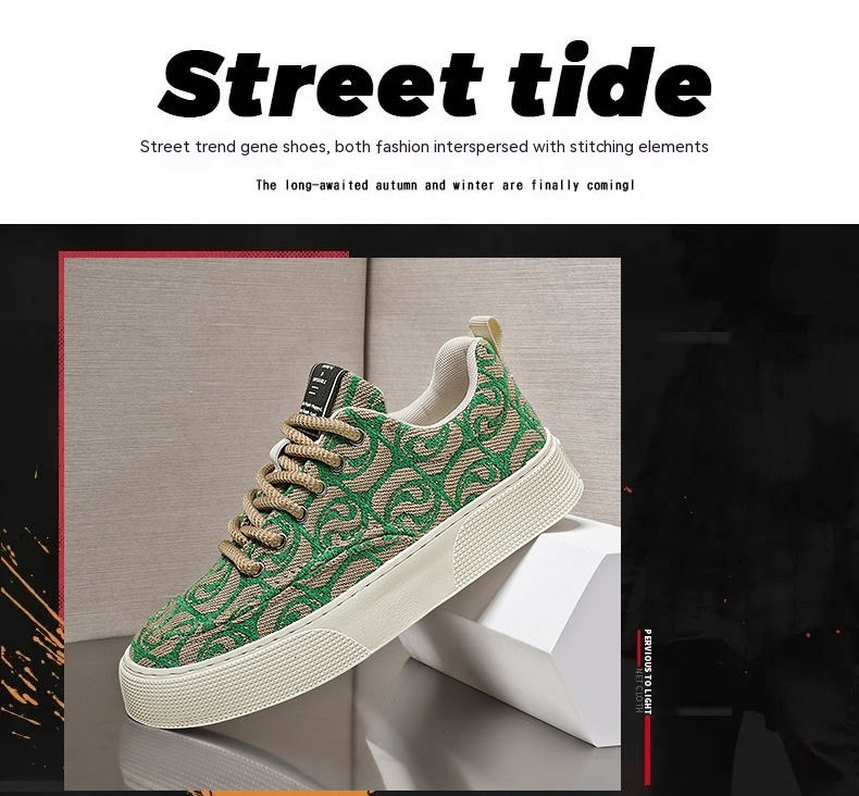 Herenschoenen Lente 2024 Nieuwe ademende canvasschoenen Trendy veelzijdige sport- en casual lage schoenen Heren bedrukte trendy schoenen_voghion.com