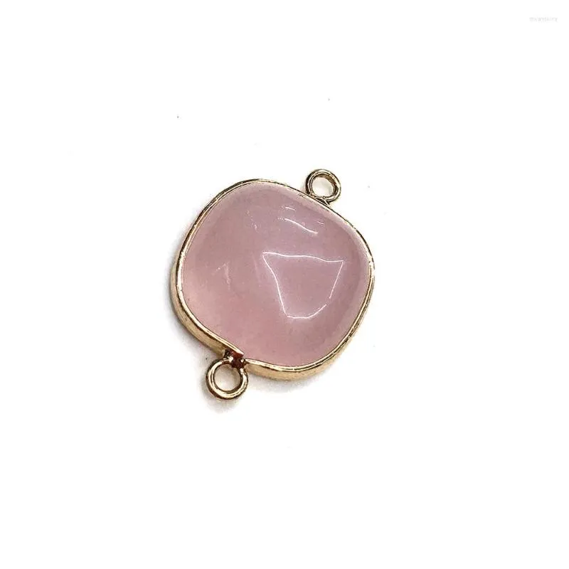 Unhänger Halskette Natursteen Edelsteen Quadrat Vergoldete Roséquarz Verbindung Handgemaachte Bastelen DIY Halskette Bracelet_voghion.com