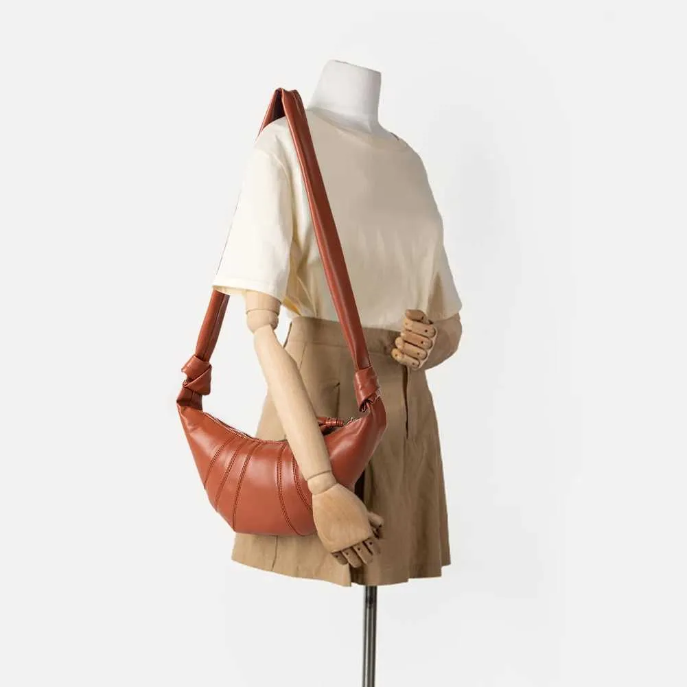 Stilvolle Umhängetasche aus Kuhhorn für Damen mit großem Fassungsvermögen und Reißverschluss zum Pendeln, Halbmond-Design, PU-Leder für Partys_voghion.com