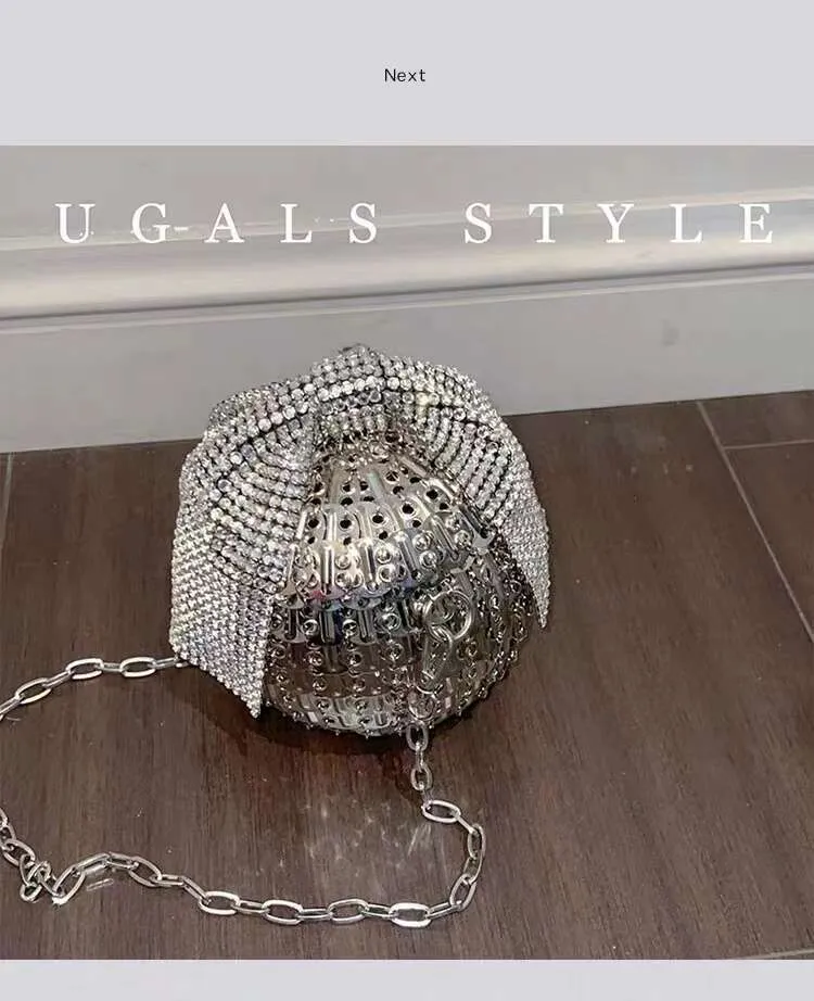 Borsa a tracolla da sera con pochette da sposa, fatta a mano, con pallina circolare in cristallo intrecciata e nodo a fiocco, da strada_voghion.com