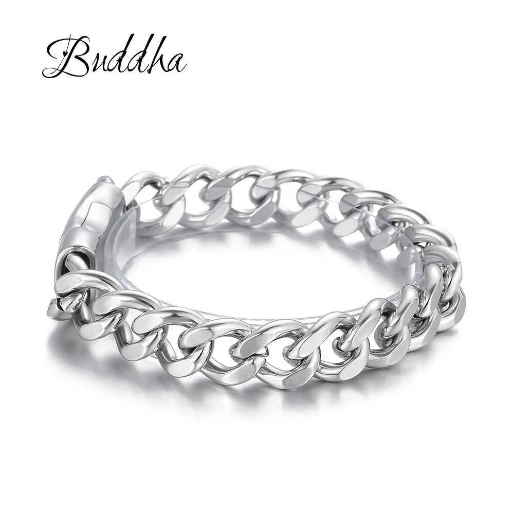 Brățară cu lanț din argint Buddha, culoare argintie, pentru bărbați, bijuterii, cadou, calitate bună, 210609_voghion.com