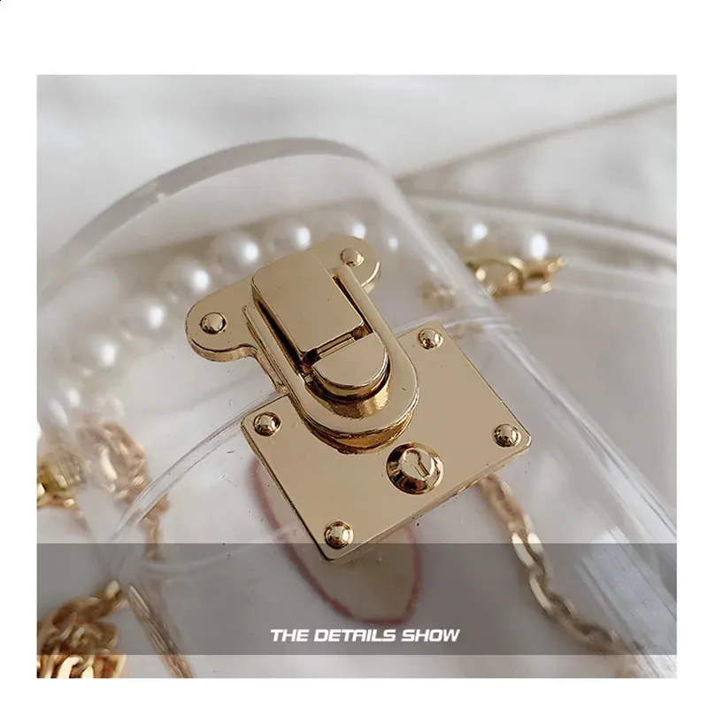 Mini Transparent Crossbody Bag With Pearl Handle Shoulder Purse_voghion.com