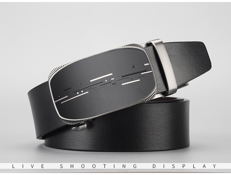 Genuine Leather Men's Belt With Automatic Buckle Business Style_voghion.com