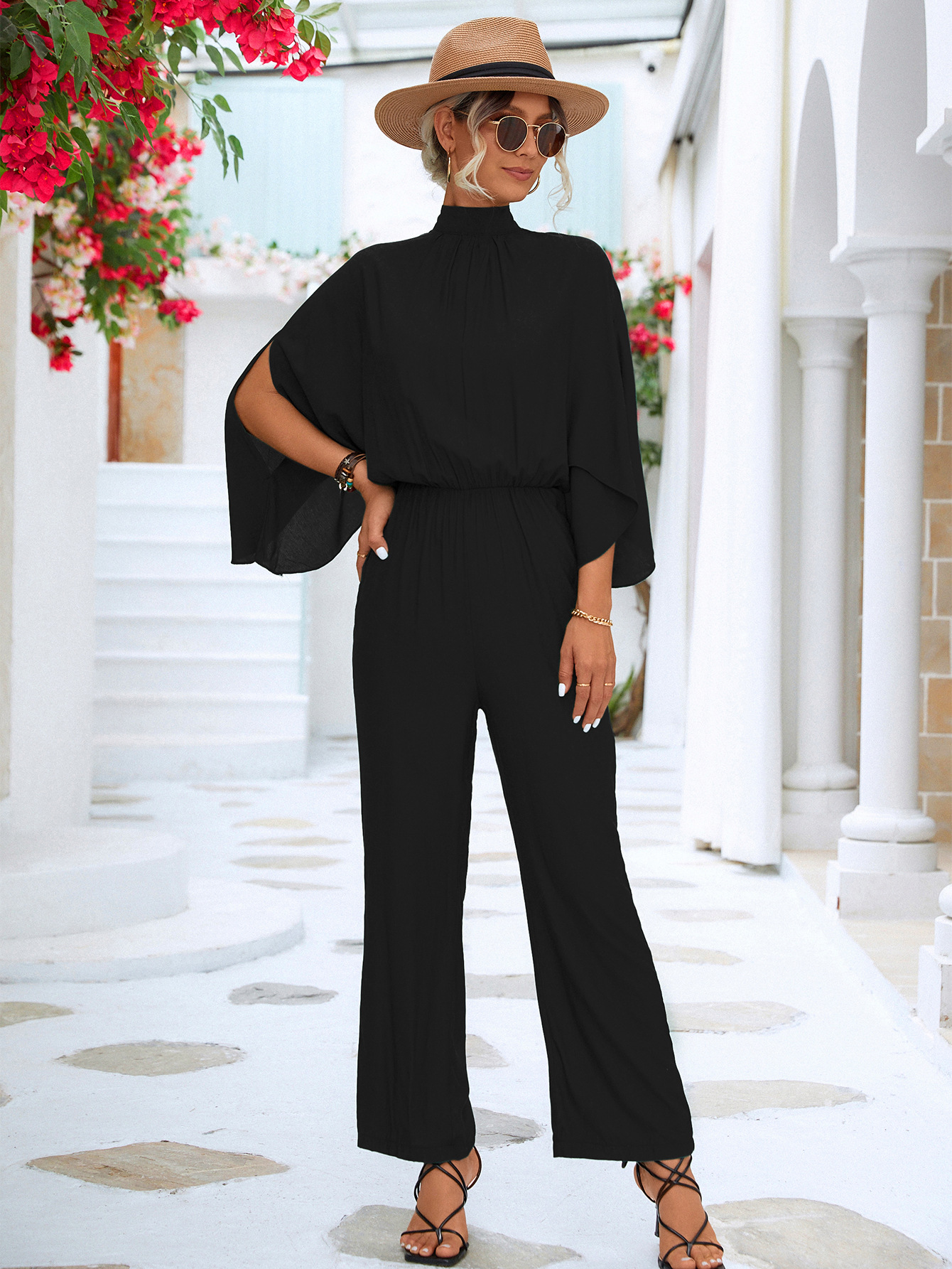 Women's Stand-up Collar Jumpsuit_voghion.com