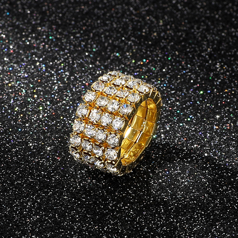 Multi-Row Inlaid Versatile Bride Colorful New Elastic Water Diamond Ring For Women