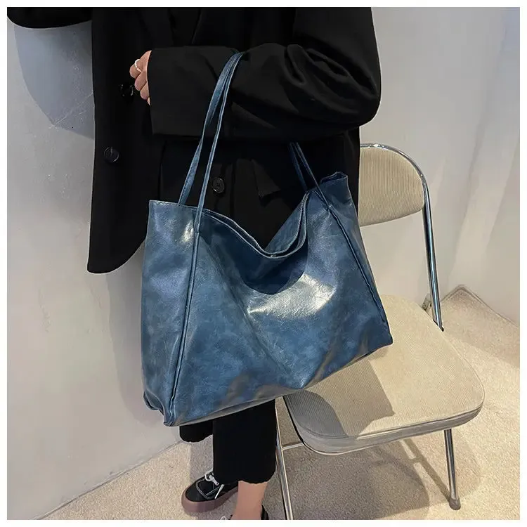 Geantă de umăr din piele pentru femei, model vintage roșu, sport, casual, la modă, capacitate mare, Shopper, Haruku, simplă, geantă de mână_voghion.com