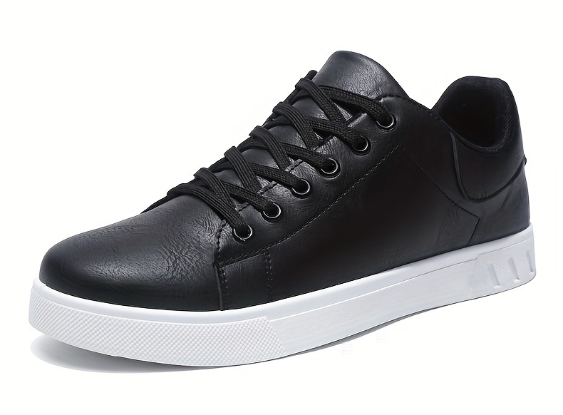 Herren-Skateboardschuh aus PU-Leder mit Schnürung, trendiger, bequemer, leichter Outdoor-Schuh mit rutschfester Sohle zum Gehen und Joggen_voghion.com